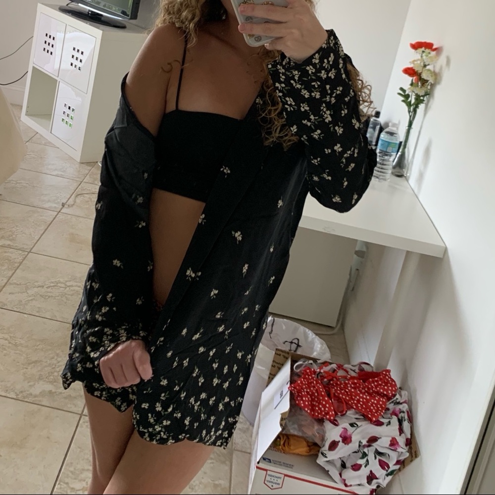 NWT Beach Riot Blake Blazer Black Floral Resort